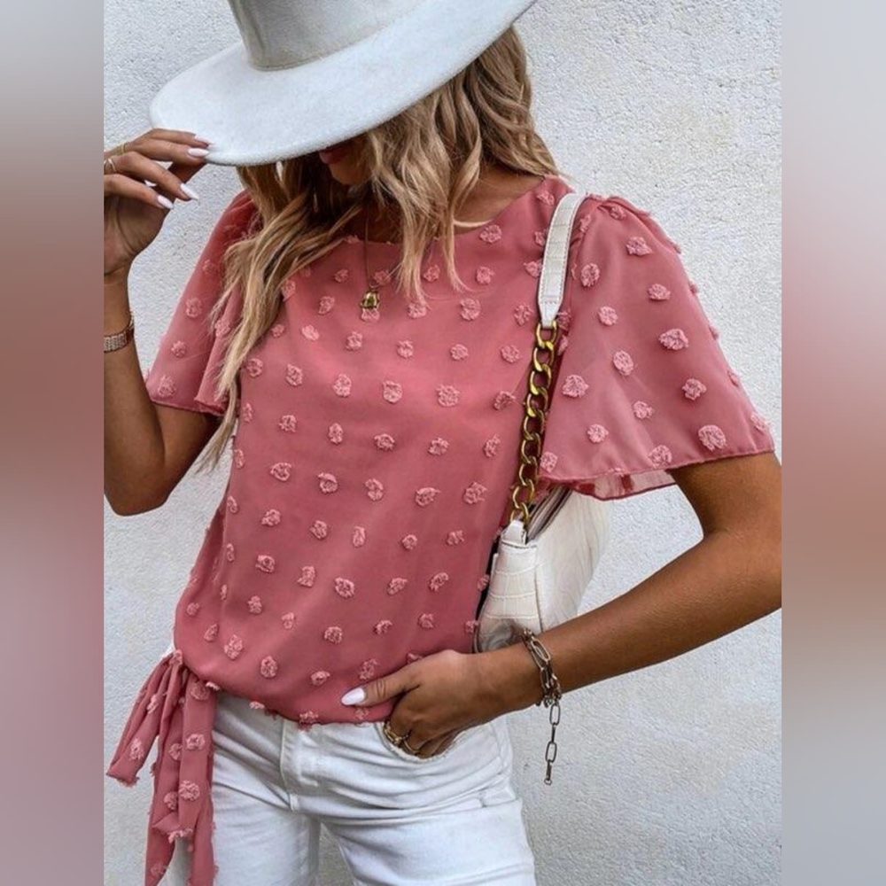 Sheer side tie top